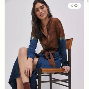 Cloth & Stone for Anthropologie Tye Dye Long sleeved button down dress
